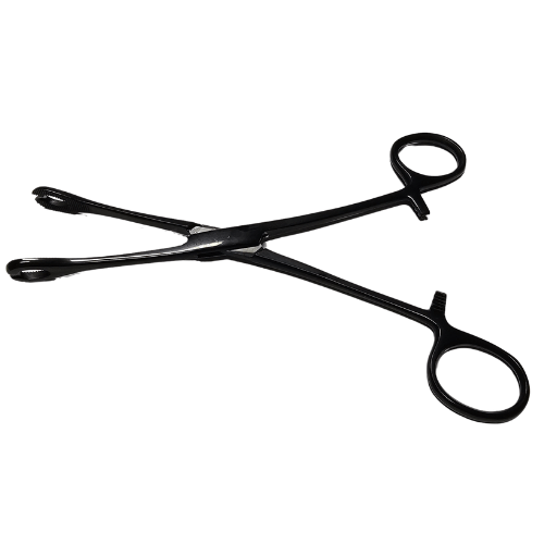 Black Sponge Forceps Mini Slotted with Ratchet