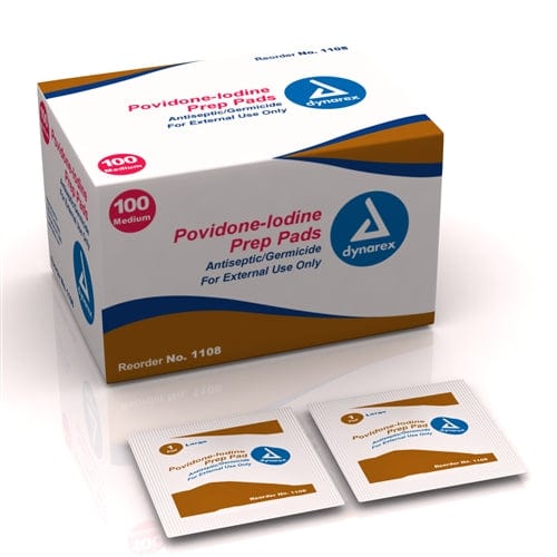 Povidone Iodine Prep Pads By Dynarex (Box of 100)