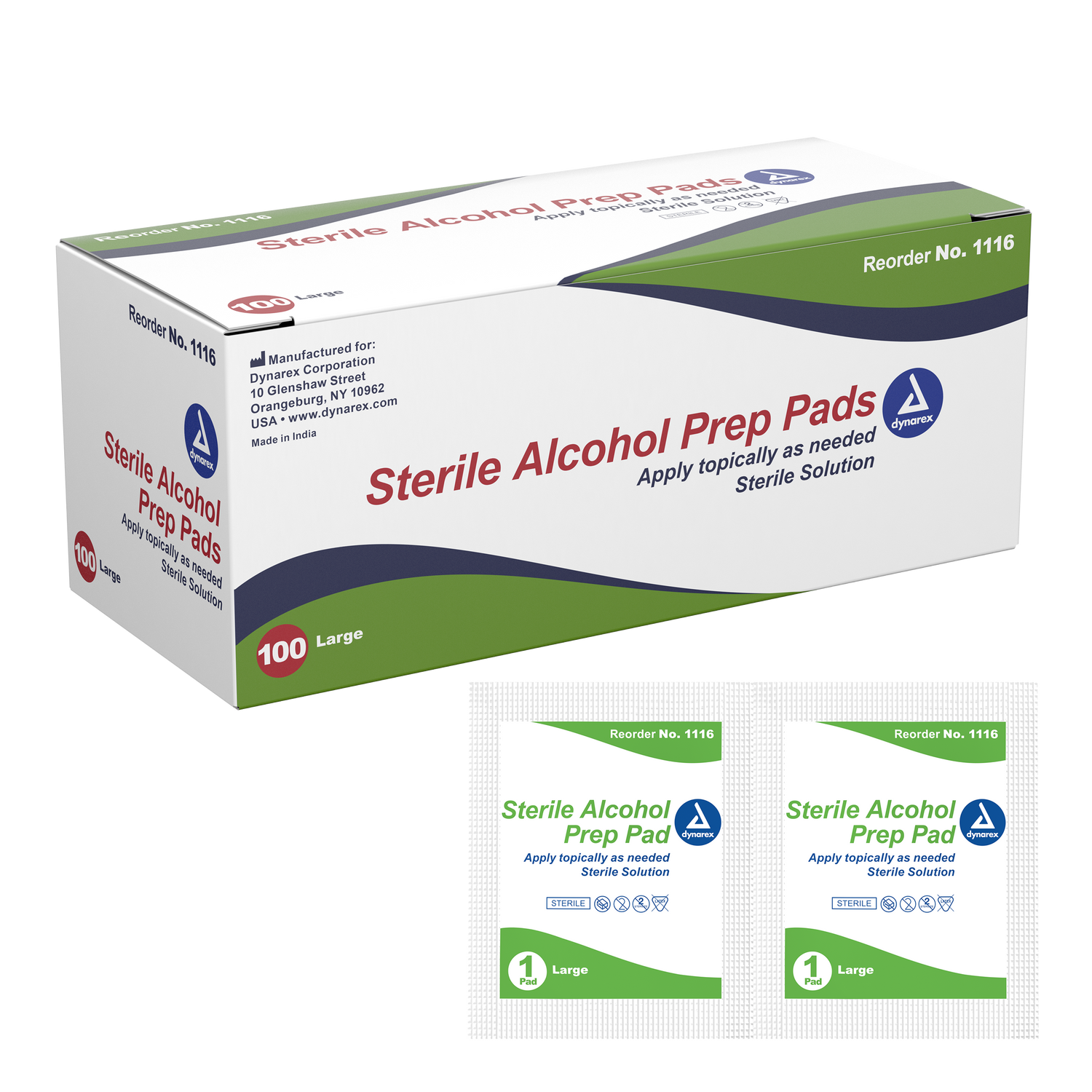 Dynarex Sterile Alcohol Prep Pads - Box of 100
