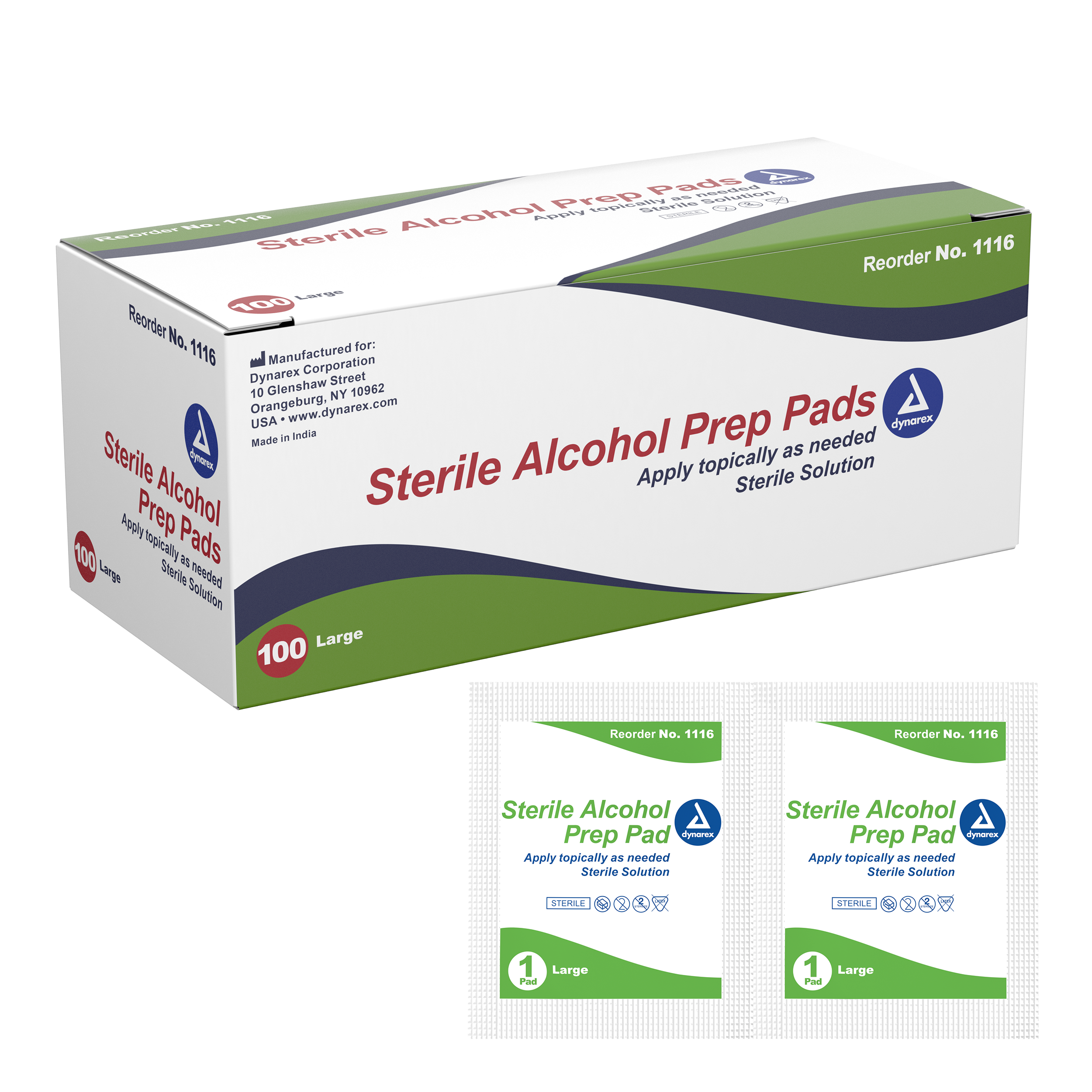 Dynarex Sterile Alcohol Prep Pads - Box of 100