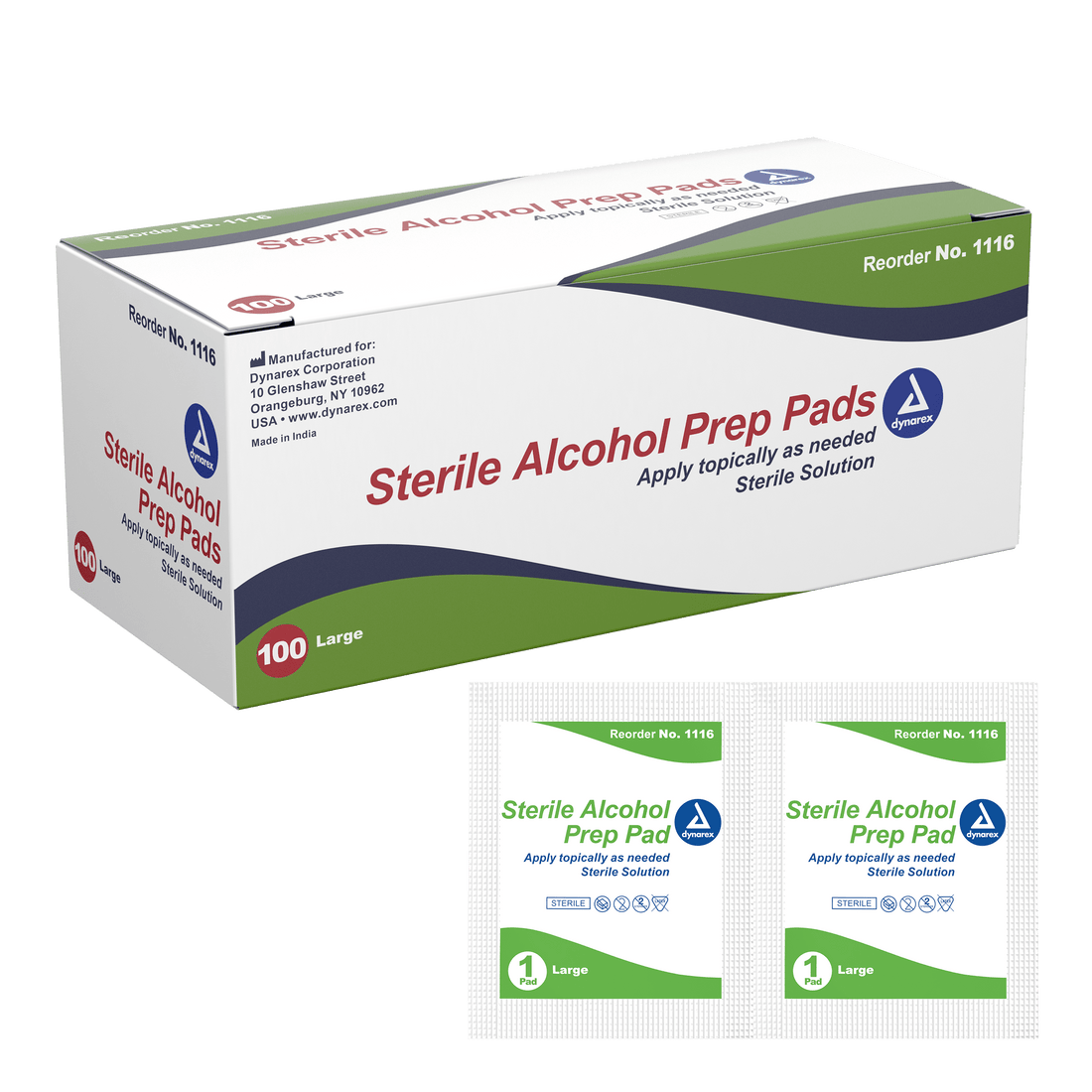 Dynarex Sterile Alcohol Prep Pads - Box of 100
