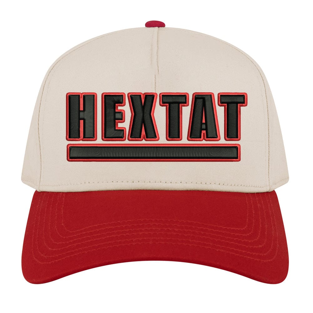 Hextat Underline Vintage Snapback Hat – Red &amp; Vintage White (Red + Black Design)