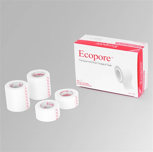 Ecopore Transparent (Clear) Surgical Tape 1&quot;x10yds - (Box of 12 Rolls)