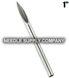 HEX 1&quot; Straight Body Piercing Needles - Box of 100