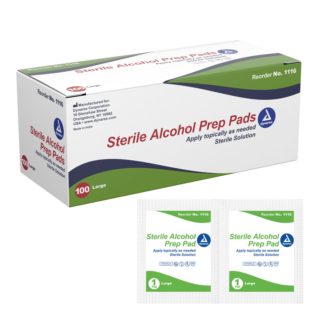 Dynarex Sterile Alcohol Prep Pads - Box of 100