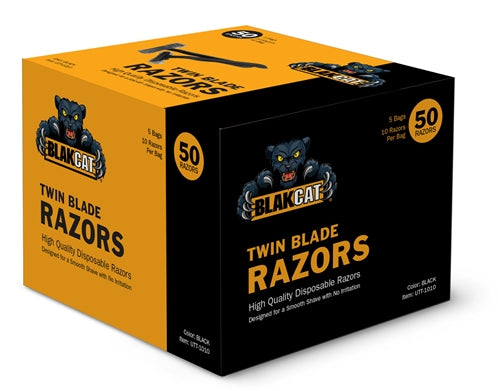 BlakCat Black Twin Blade Razors - Box of 50