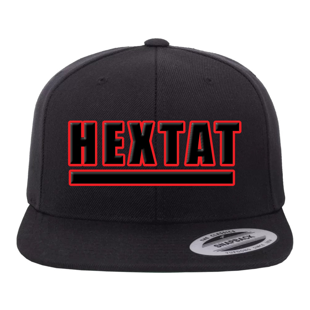Black Snapback Hat w/ Red HEXTAT Outline