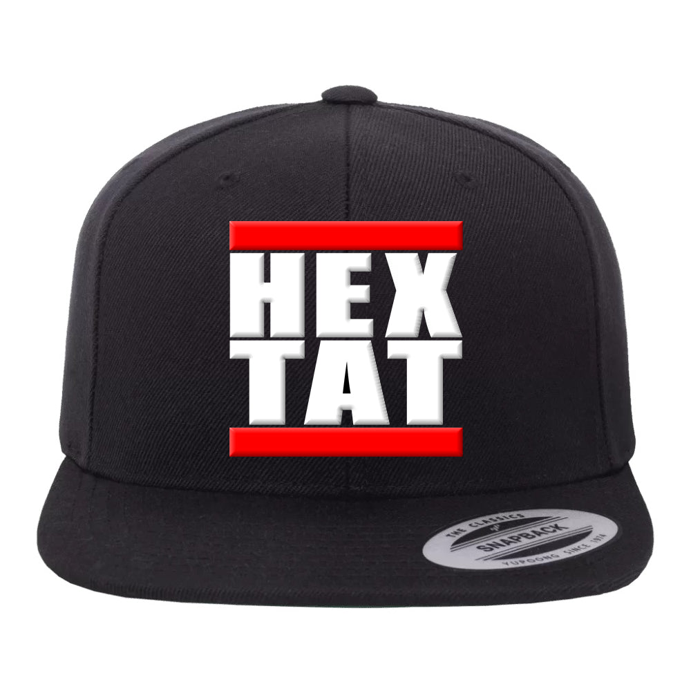 Black Snapback Hat Red and White Hip Hop HEXTAT Logo