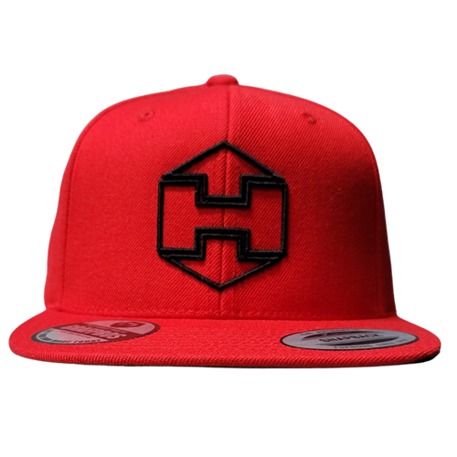 Red Snapback Hat Black HEXTAT Badge Logo