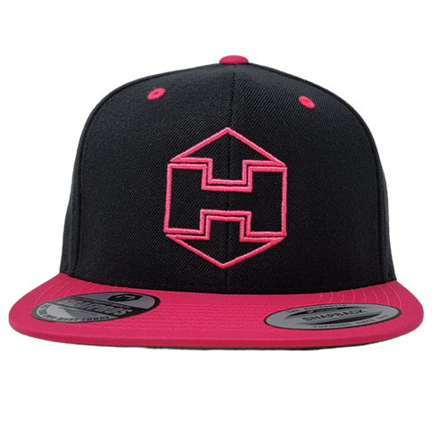 Black Snapback Hat Pink HEXTAT Badge Logo